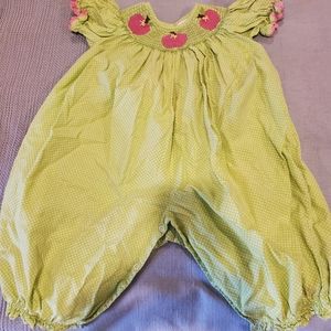 Castles and Crowns smocked bubble jumper with apples 2T